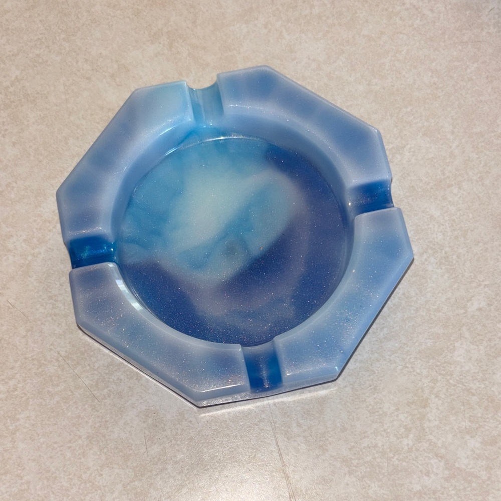Blue Octagonal Ashtray